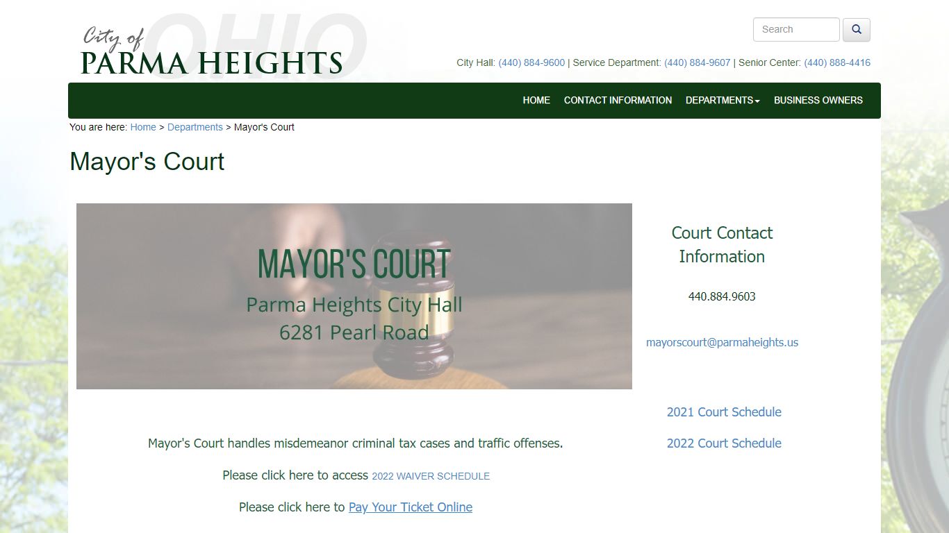 Mayor's Court - City of Parma Heights, Ohio